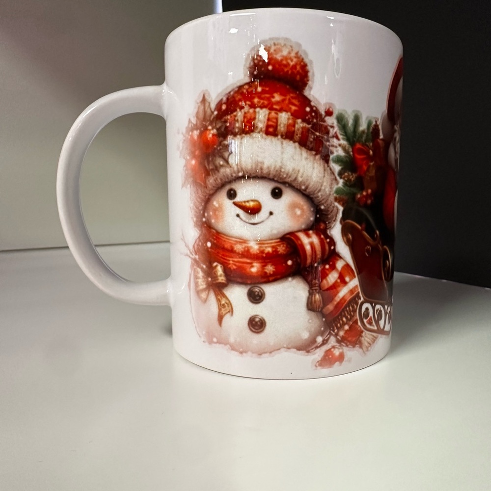 Cricut Snowman Holiday Mug - Red and White